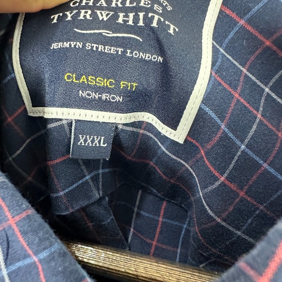 Charles Tyrwhitt Shirt Mens XXXL Blue Plaid Classic Fit Non Iron Preppy Business - Picture 4 of 5